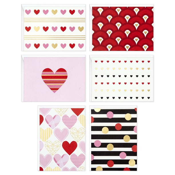 Tarjetas de felicitación Hallmark con forma de corazón y rayas (24 tarjetas con sobres)