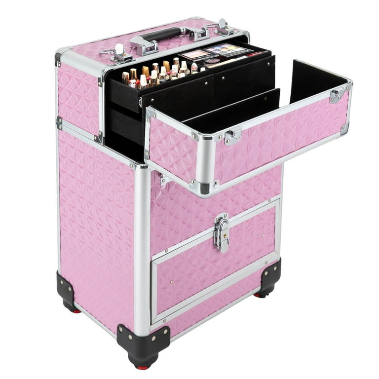 Rolling Nail Case Wheeled Manicure Storage Case Polish Organizer Professional Makeup Trolley for Studio or Travelling Nail Technician Artists Cosmetologist Stylist