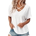thumbnail image 2 of Giftesty Blouses for Women Dressy Casual Women's Fashion Solid Color Short-sleeved V-neck Loose Casual Tops, 2 of 8