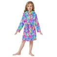 thumbnail image 6 of FORMRS Niños Bathrobe Unisex Hooded Robe Soft Plush Pajamas Sleepwear, Size 2-3T, Vibrant Geometric Pattern, 6 of 7