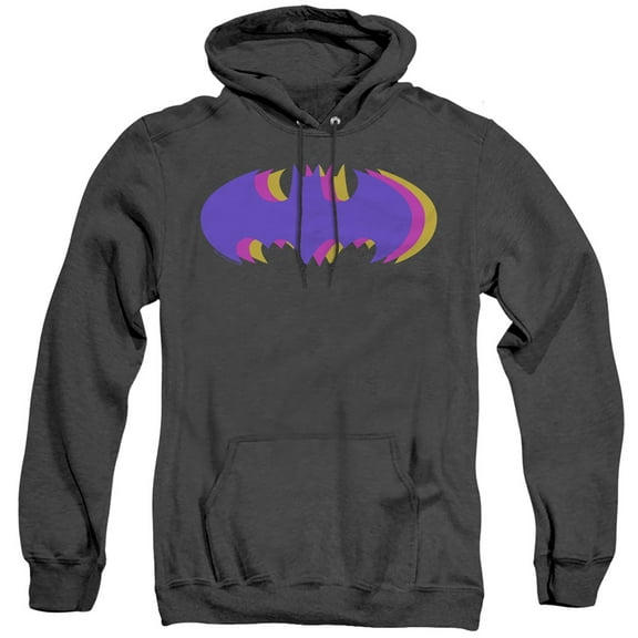 Batman Tri Colored Symbol Adult Heather Hoodie Sweatshirt Black