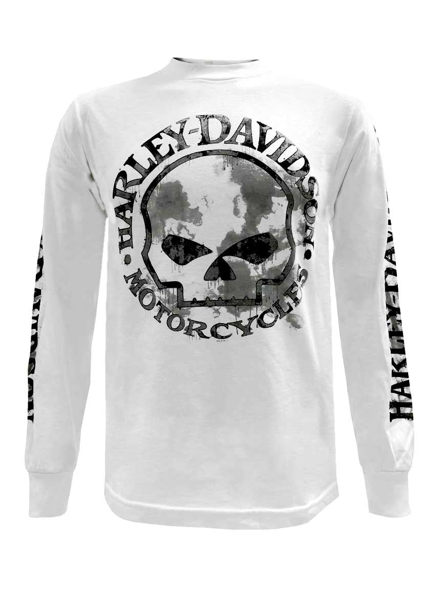 Harley-Davidson Mens Speed Skull Long Sleeve Cotton Crew Shirt Black 