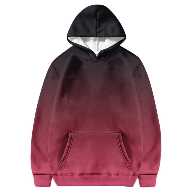 FAOWME Chandail en Molleton pour Filles Automne Dégradé Col Rond Manches Longues Poche Sport Décontracté Chandail à Capuchon Chandail Rouge-Noir Dégradé 7-8 Ans
