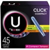 Kotex U Click Compact Regular, Super and Super Plus Unscented Tampons, 45 Count