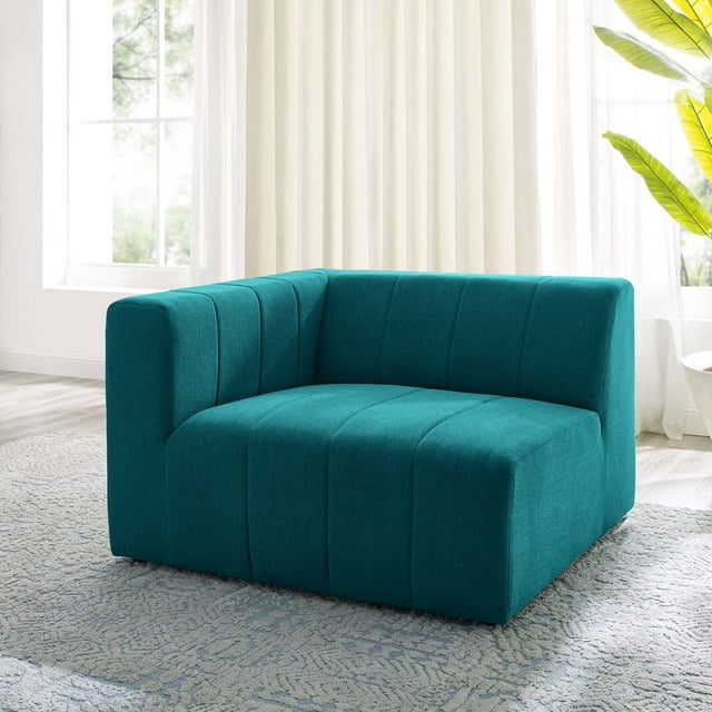 Modway Bartlett Upholstered Left Arm Chair, Polyester Fabric, Teal Blue