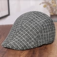 thumbnail image 4 of Eoperou Men Beret Plaid Peaked Dome Short Brim Sweat Absorption Vintage Windproof Sun Protection Painter Hat Streetwear, 4 of 8