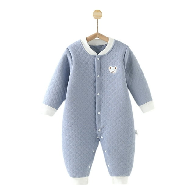 WRKEKC Barboteuse Matelassée pour Bébé Motif Col Rond Boutons Pression Épaissie Chaude Ajustée Confortable Combinaison Automne Hiver pour Garçons et Filles 3-24 Mois