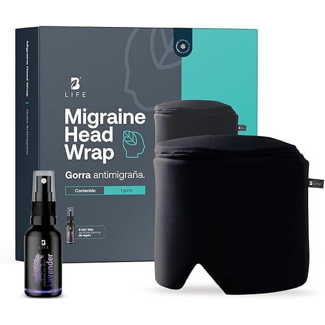 Kit de Gorra de Gel Antimigraña y Mist de Lavanda | Con compresas para frío o calor | Talla L | B Life