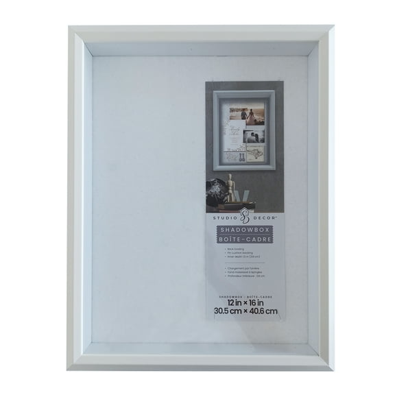 12" x 16" White Beveled Shadow Box Picture Frame by Studio Décor - Includes Pre-attached Hanging Hardware - Horizontal or Vertical Display - 1 Pack