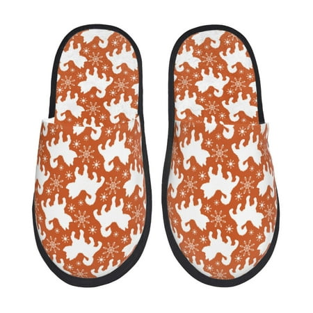 Balery Christmas Snowflake Dog Slient Indoor Furry Fleece Comfort House Shoes Soft Non-Slip Home Shoes Cotton slippers House Slippers-- Large