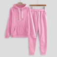 thumbnail image 2 of Amtdh 2 Piece Sweatsuits for Womens Clearance Solid Color Pocket Drawstring Pullover Sweatpant Set Lounge Tracksuit Casual Plus Size Lightweight Loose Ladies Outfits Fall Winter 2023 Pink_b M, 2 of 3