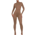 thumbnail image 1 of Birdeem Mode Femmes Décontracté Col Rond Uni Chemise à Manches Longues Combinaison Courte, 1 of 1