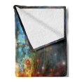 thumbnail image 2 of Outer Space Soft Flannel Fleece Blanket, Princess Nebula Gas Expanse Outer Space Universe Matters in Astral Zone, Cozy Plush for Indoor and Outdoor Use, 70" x 90", Navy Orange Teal, by Ambesonne, 2 of 5