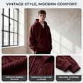 thumbnail image 2 of GrmtClth Men's Corduroy Hoodie Pullover Drawstring Hood Front Pocket Lightweight Trendy Winter Outerwear Wine M, 2 of 9