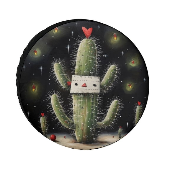 Christmas Cactus Spare Tire Cover Succulents Plants Cactus Polyester Universal Spare Wheel Tire Cover Wheel Covers for Camper Travel Trailer SUV Truck 12inch Camper Spare Tire Cover