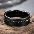 thumbnail image 3 of Black Tungsten Gibeon Meteorite Fragments Inlay 8mm Brushed Finish Wedding Rings for Men, 3 of 5