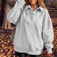 thumbnail image 3 of Womens Collared Button Neck Sweatshirt Oversized Long Sleeve Loose Fit Casual Fall Winter Pullover White S, 3 of 4