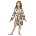 thumbnail image 6 of FORMRS Niños Bathrobe Unisex Hooded Robe Soft Plush Pajamas Sleepwear, Size 7-9T, Red Christmas Poinsettia, 6 of 7