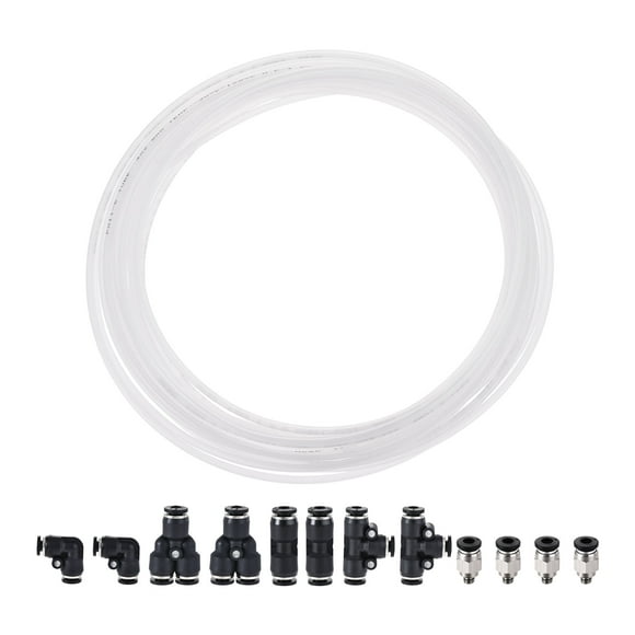 Uxcell Pneumatic 4mm OD Nylon Air Hose Pipe Tube Kit 10M White with Push to Connect Fittings