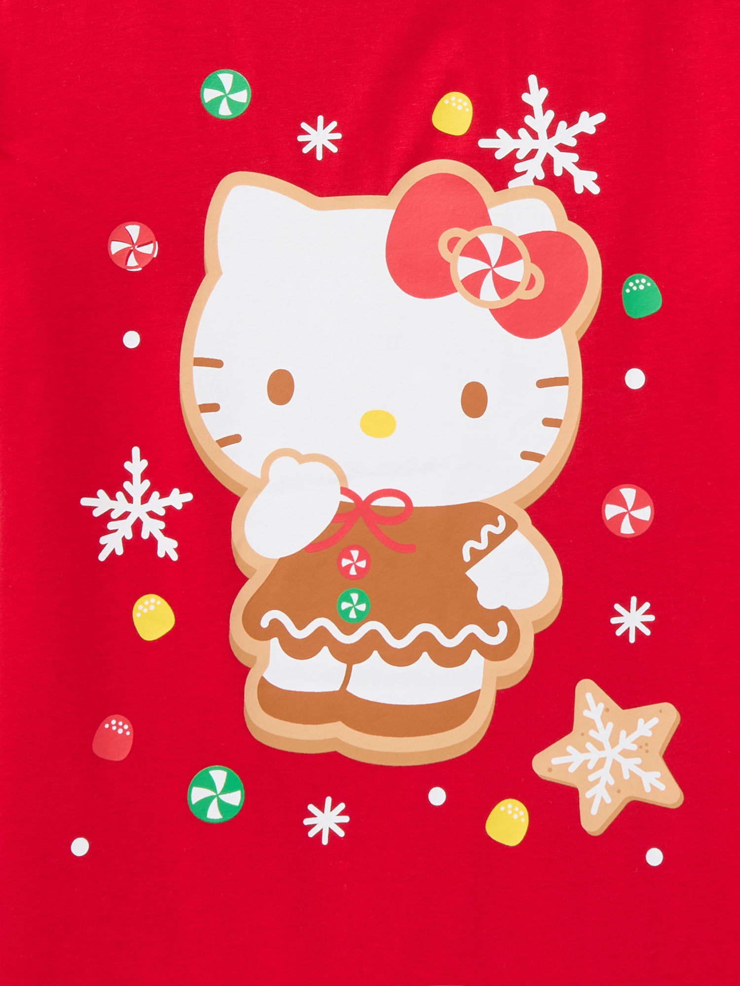 Sanrio Hello Kitty Gingerbread Girls Graphic Tee with Short Sleeves, Sizes 4-16