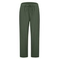 thumbnail image 4 of uublik Linen Wide Leg Pants for Women Army Green High Waisted Wide Leg Trendy Strechy Loose Straight Cropped Pants with Pockets, 4 of 5