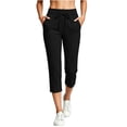 thumbnail image 3 of Drovellove Women's Plus Size Elastic Waist Drawstring Cropped Pants with Pockets – Casual Yoga & Gym Joggers, 3 of 5