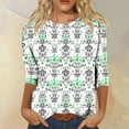 thumbnail image 2 of Sexlip Womens Paisley Print Blouse 3/4 Sleeve Design Lightweight Fabric Relaxed Silhouette for Office Wear Green L, 2 of 4