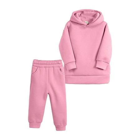 

KUNKASA Casual Pullover Clothes Set For Boys Girls Toddler Baby Autumn Winter Warm Thick Solid Color Cotton Long Sleeve Fleece Lined Tops Hoodie Pants Sweatshirt Outfit Outerwear Children 2-3 Years