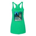 thumbnail image 2 of Wild Bobby, Wolf Howling At the Full Moon Wolf Pack Animal Lover Tri-Blend Racerback Tank Top, Envy, Small, 2 of 3