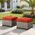 thumbnail image 5 of Ovios 7 Pieces Outdoor Patio Furniture Set All-Weather Rattan Wicker Sectional Sofa and Chairs with Ottomans, Orange Red, 5 of 10