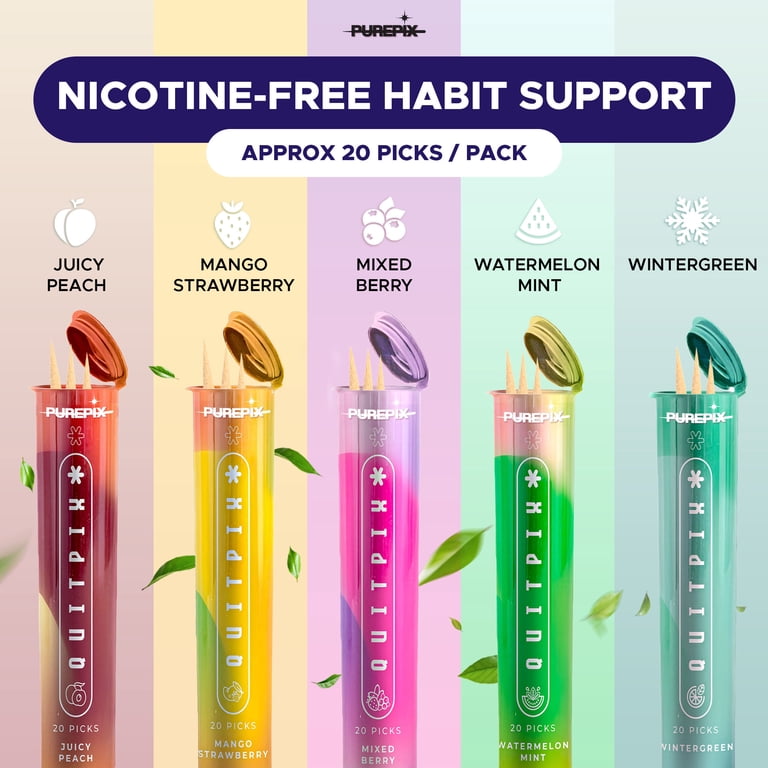 PurePix QuitPix Toothpicks, Lobelia Infused, Stress Relief, 5 Flavor  Variety Pack - Walmart.com
