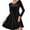 Black, variant on Women Velvet Long Sleeve A Line Dress Soft Fabric Crew Neck Fit and Flare Mini Skater Dress for Daily Wear Party Green S