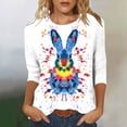 thumbnail image 2 of Enjoytime Easter Womens Shirt Cute Eggs Bunny Print Crew Neck 3/4 Sleeve T Shirts Loose Casual Plus Size Tops, 2 of 4