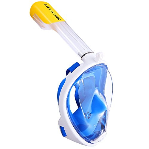 Sea View 180 Degree Snorkel Mask EasyBreath Snorkeling Mask Full Face, Anti-Fog, Hypoallergenic Silicone Facial Lining by