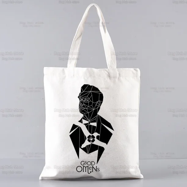 Good Omens Crowley inefable David bolso de compras para mujer, bolso de mano ecológico reutilizable, bolso de mano Retro grande, bolso de compras para mujer