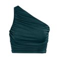thumbnail image 4 of Nuevo chaleco liso plisado sin mangas con hombro inclinado corto sin tirantes Sexy para mujer Fridja qr2128, 4 of 5