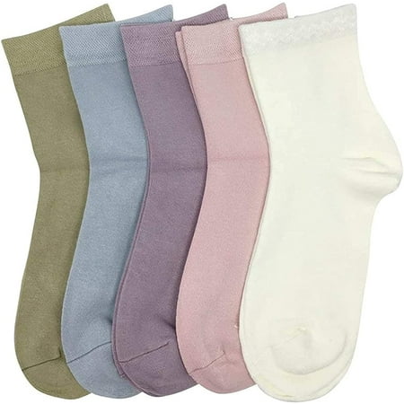 

SERISIMPLE Women Ankle Socks Bamboo Crew Thin Boot socks for women Soft Breathable Socks 5 Pairs (Assorted Small)