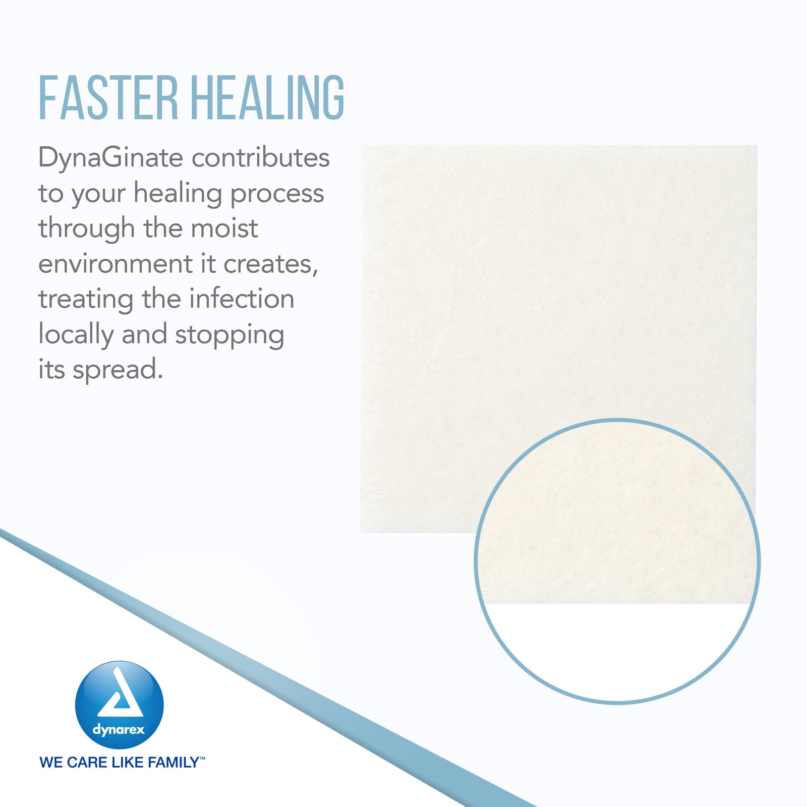 Dynarex DynaGinate Calcium Alginate Wound Dressing - Sterile, Non-Stick Topical Wound Pads - Absorbent Gel Patches For Moderate To High Exuding Cuts - 2" x 2", 1 Case of 120