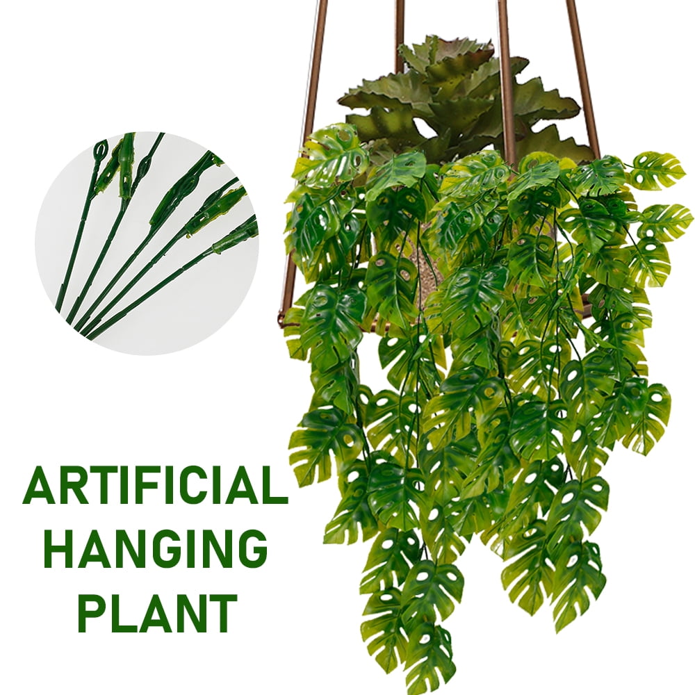 80cm Artificial Hanging Basket Bespoke Ready Mini Flowers Ivy Leaf Fern Foliage 