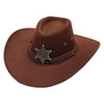 thumbnail image 2 of Womens Cowboy Hat - Western Cowboy Hat For Men Women Vintage Style With Star Buckle Decoration Perfect,Coffee,One Size, 2 of 3