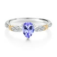 thumbnail image 2 of Gem Stone King 925 Silver and 10K Yellow Gold Blue Tanzanite and and White Lab Grown Diamond Engagement Ring | 0.95 Cttw | Pear Shape 7X5MM | December Birthstone | Available in Size 5,6,7,8,9, 2 of 3