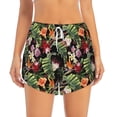 thumbnail image 2 of Yiaed Watercolor Tropical Flowers Print Women's Running Shorts with Liner 3 Zipper Pockets Elastic Workout Athletic Gym Yoga Shorts-Large, 2 of 7
