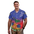thumbnail image 3 of Garronmavis Haiti Flag Matching Couple Outfits Husban and Wife Clothing Men's Button Down Summer Beach Shirt Blouse and Womens Short Sleeve Dress Flowy Hawaiian Sundress, 3 of 7