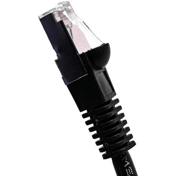 Cat5E Shielded Ethernet Patch Cable Black 5ft - Internet Cable Snagless Boot Network Wire - High Speed Ethernet Patch Cable 350MHz FTP Cord - 4 UTP 24AWG Stranded Pure Copper Wire