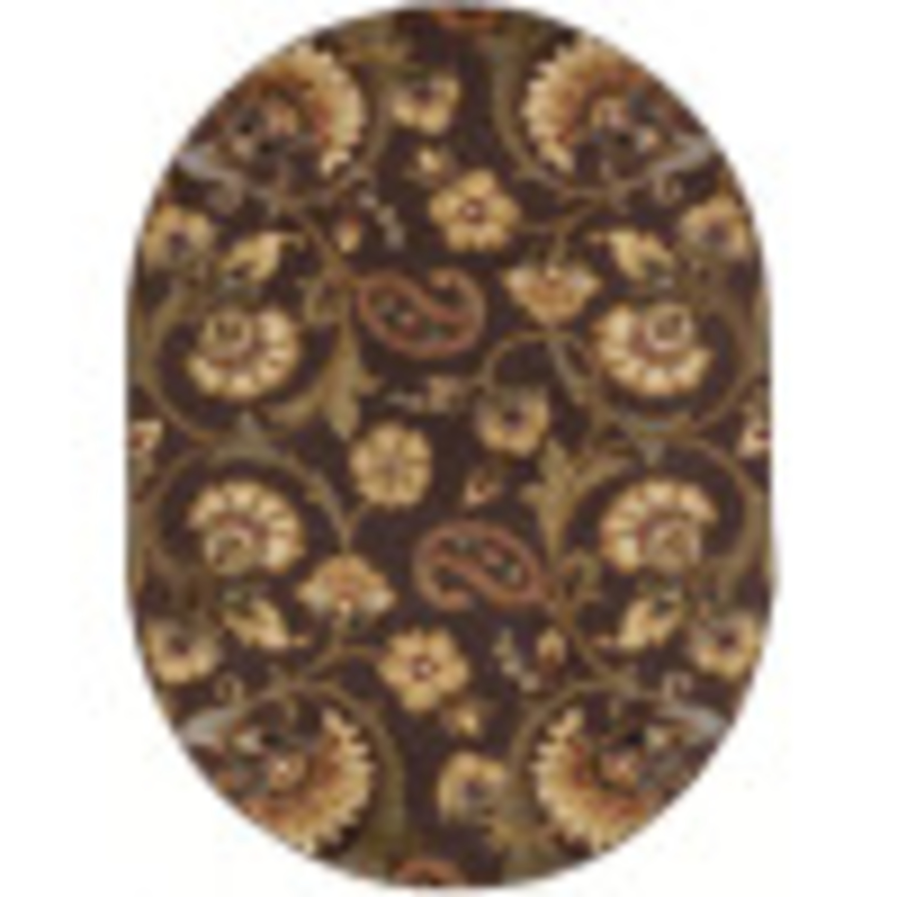 Transitional Area Rug (6'7'' x 9'6'' Oval) Floral Brown, Sage Green Living Room Easy to Clean