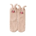 thumbnail image 1 of Fleece 3D Ear Design Calcetines Suaves Hasta La Pantorrilla Calcetines De Piso Para Mujer (Marrón Claro) Tmvgtek Mujer, 1 of 5