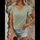 thumbnail image 4 of Camiseta de Verano para Mujer, Cuello en V, Volantes, Corta, Color Verde Frijol, Talla M, 4 of 8