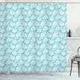 thumbnail image 1 of Abstract Shower Curtain, Geometric Curvy Pattern of Swirls Illustration Grunge Botanical Themes, Fabric Bathroom Set with Hooks, 69W X 70L Inches, Sea Blue and White, by Ambesonne, 1 of 3