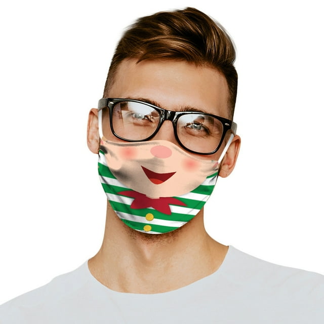 Boyijia Christmas Themed Dust Mask Breathable Polyester Printing Face Mask with Elastic Ear Rope Type 2