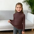 thumbnail image 5 of XIMIN Kids Girls Solid Color Ribbed Knitted Shirts Mock Neck Tee Top Turtleneck Long Sleeve Basic Fall Winter Casual Slim Fit Base Layer Pullover Tee, 5 of 7